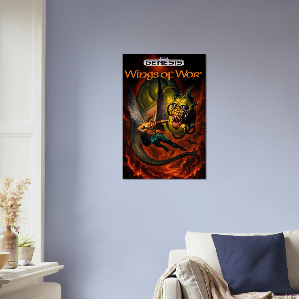 Wings of War Poster – Winged Warrior vs Monster – Retro Gaming Art 4