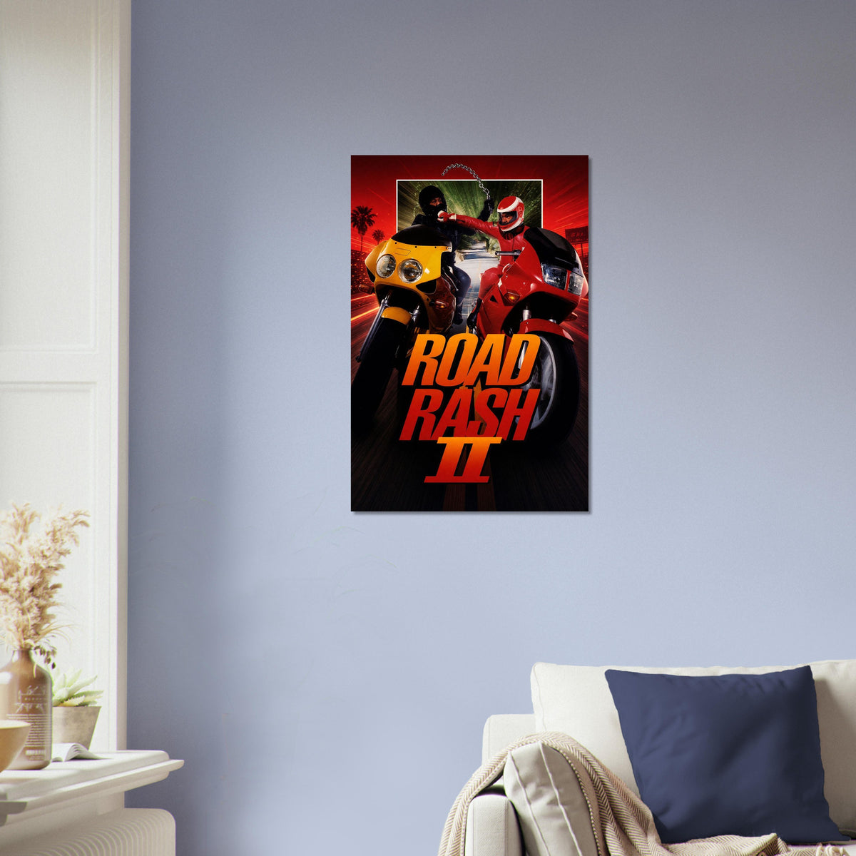 Road Bash II Motorcycle Racing Poster – Red vs Yellow Bikes Wall Art Decor 4