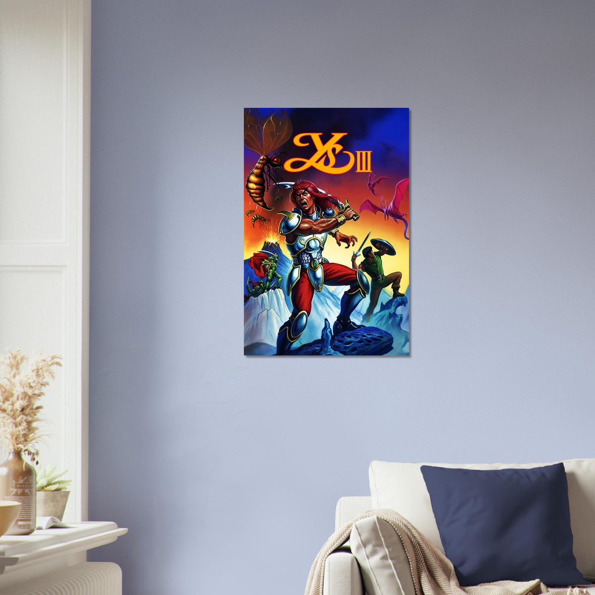 Ys III Wanderers from Ys Poster – Red Warrior Hero Fantasy RPG Wall Art Decor 4