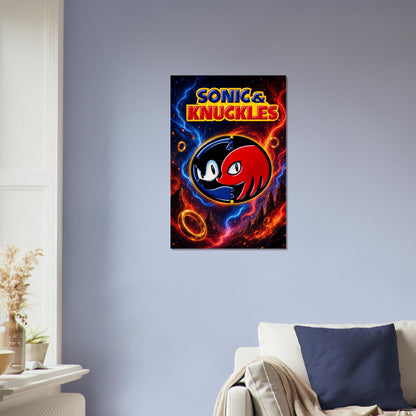 Sonic & Knuckles Video Game Poster – Dual Character Split Design Wall Art Decor 4