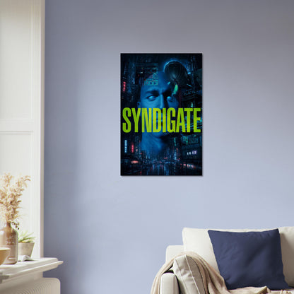 SYNDICATE Cyberpunk Hacker Poster – Neon Blue Sci-Fi Thriller Wall Art Decor 4