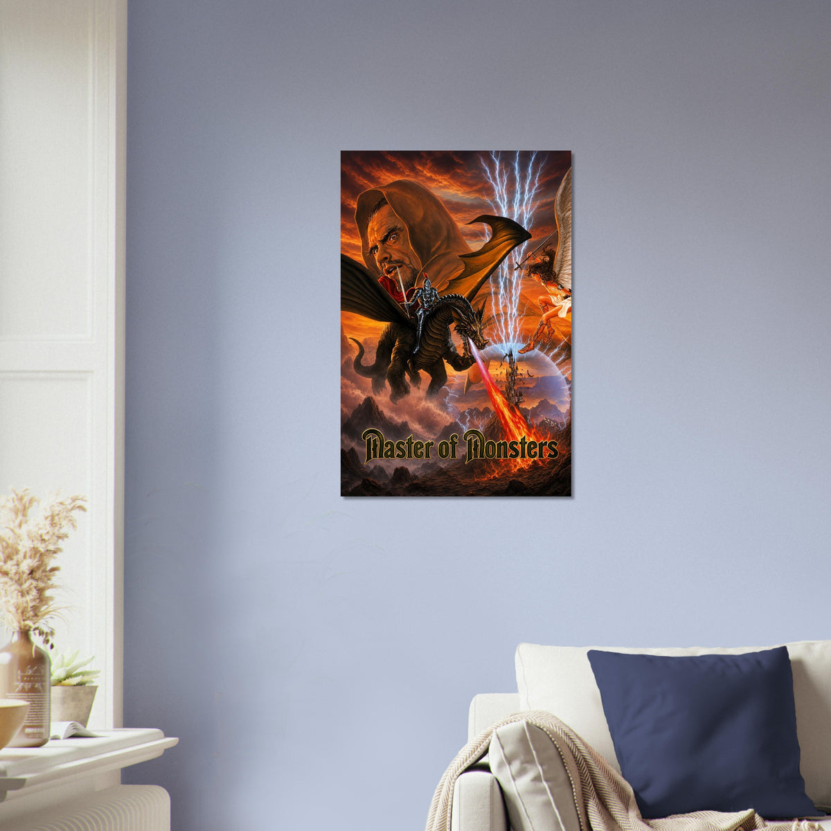 Master of Monsters Poster – Dark Sorcerer Dragon Rider Fantasy Art 4