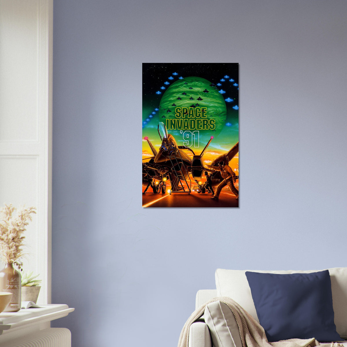 Space Invaders '91 Poster – Retro Arcade Alien Invaders Game Art Wall Art Decor 4