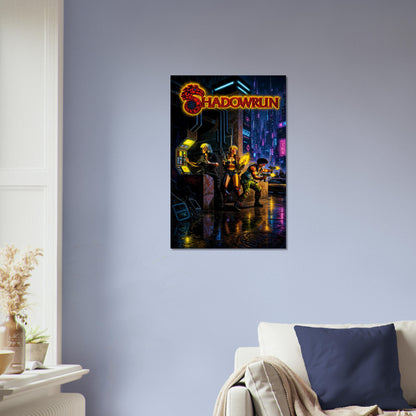 Shadowrun Cyberpunk Poster – Neon Warriors in Futuristic City Wall Art Decor 4