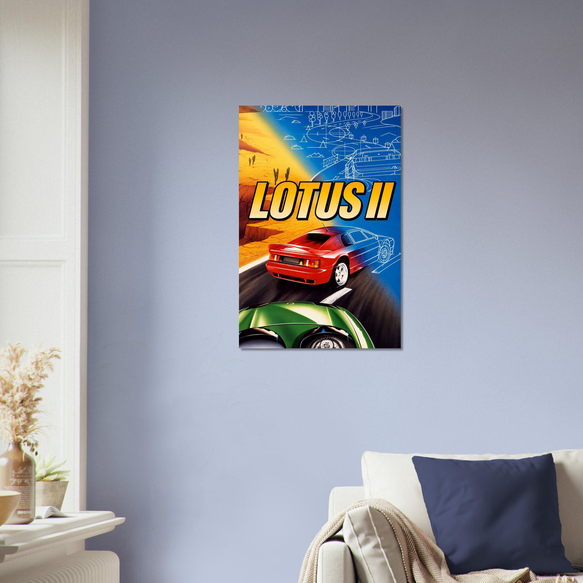 Lotus II Racing Car Poster – Desert Blueprint Design 1980s Wall Art Decor 4