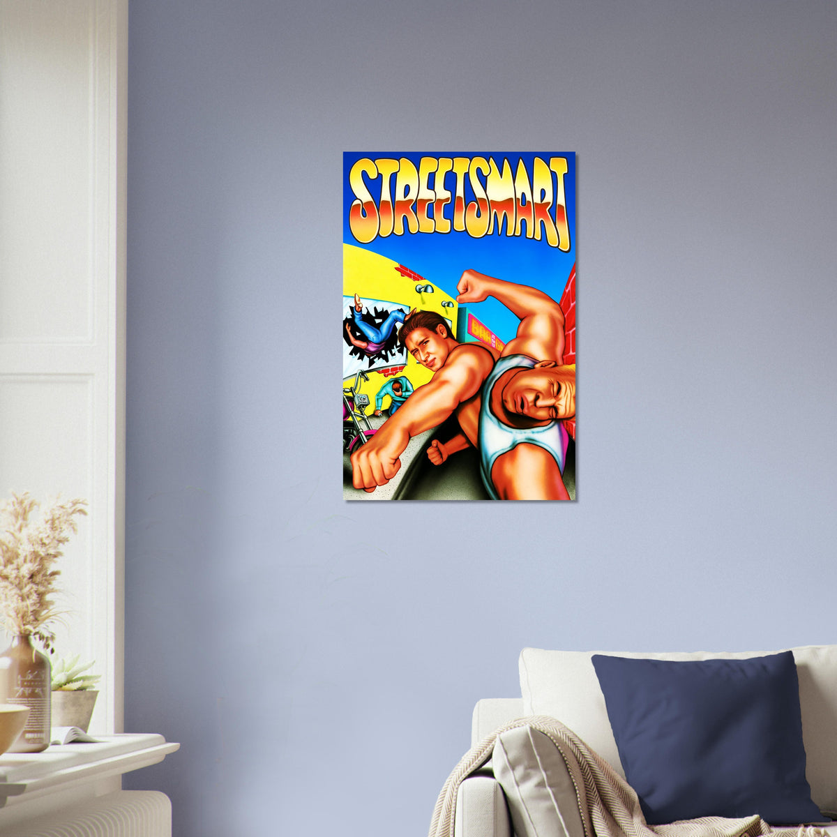 Street Smart Retro Arcade Action Poster – Muscular Hero Game Cover 4