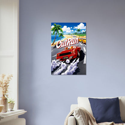 OutRun Poster - Red Sports Car Coastal Racing Retro Game Art Wall Art 4