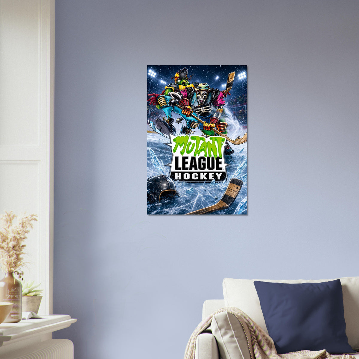 Mutant League Hockey Poster – Skeleton Warrior Ice Sport Art Wall Art Decor 4