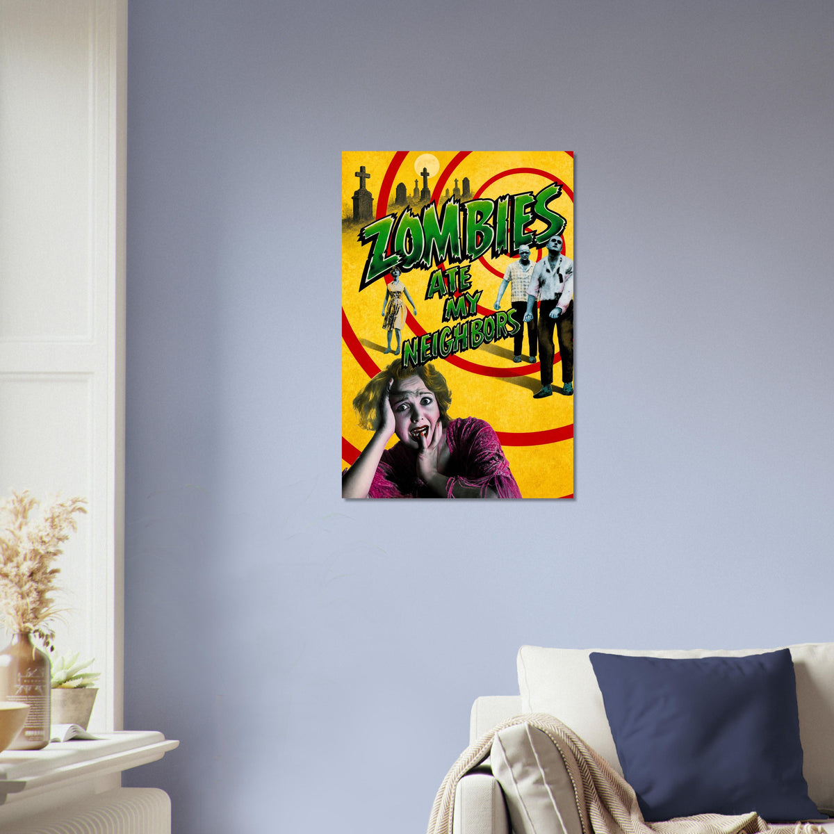 Zombies Ate My Neighbors Poster – Retro Horror Comedy Game Art Wall Art Decor 4