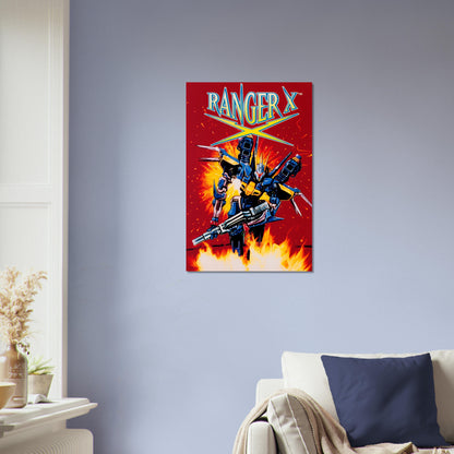 Ranger X Poster – Blue Robot Warrior with Guns Retro Art Wall Art Decor 4