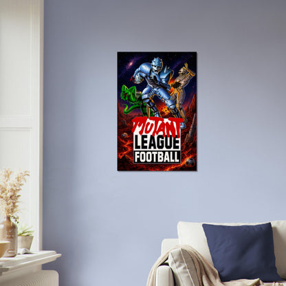 Mutant League Football Poster – Blue Armored Warrior Sci-Fi Sports 4