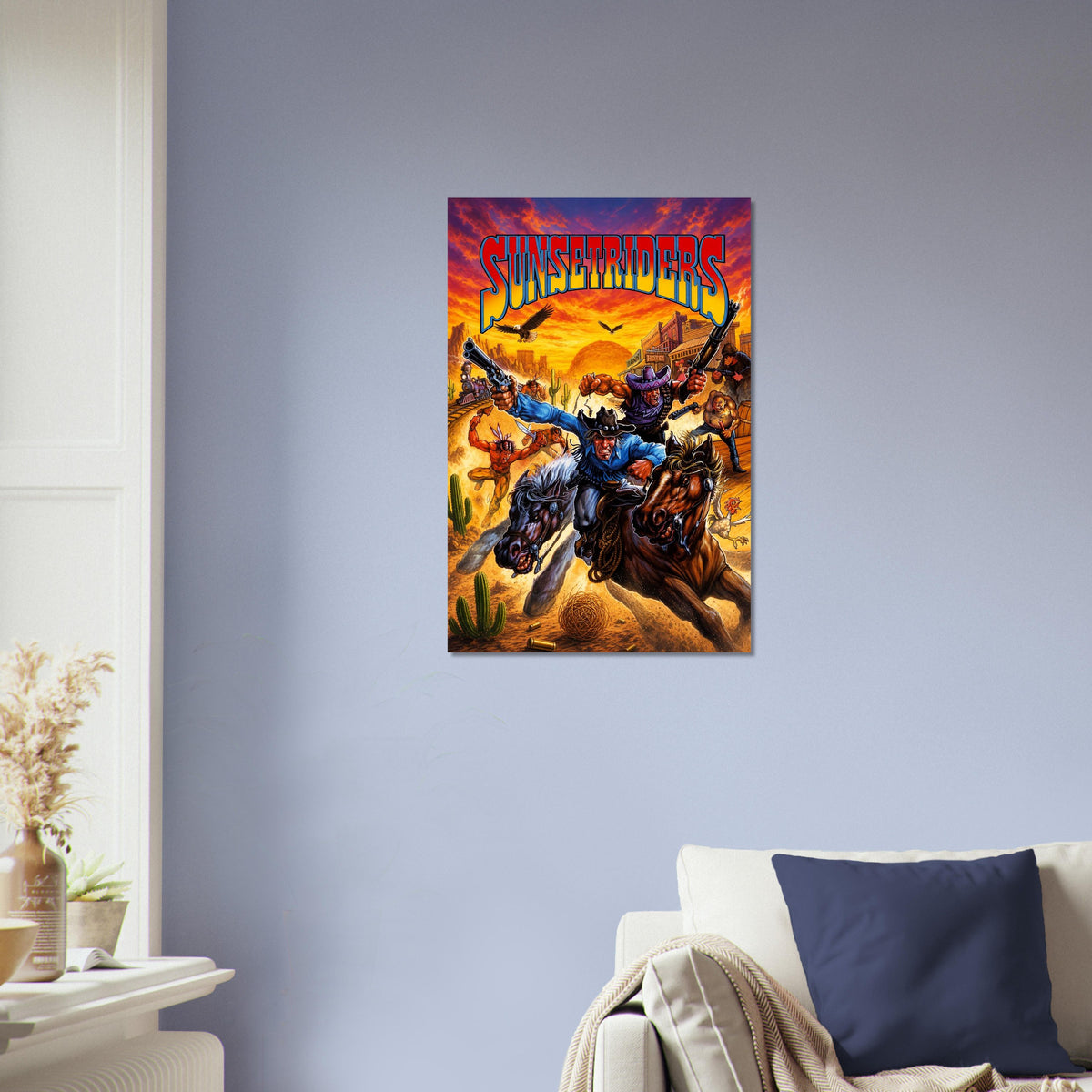 Sunset Riders Western Poster – Cowboy Gunfighters Action Art Wall Art Decor 4