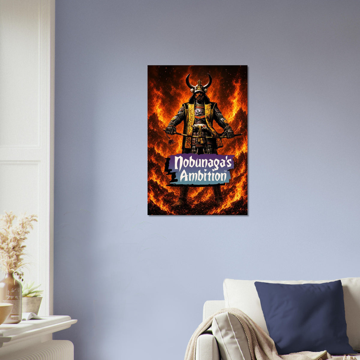 Nobunaga's Ambition Poster – Samurai Warlord with Flaming Bow Wall Art Decor 4
