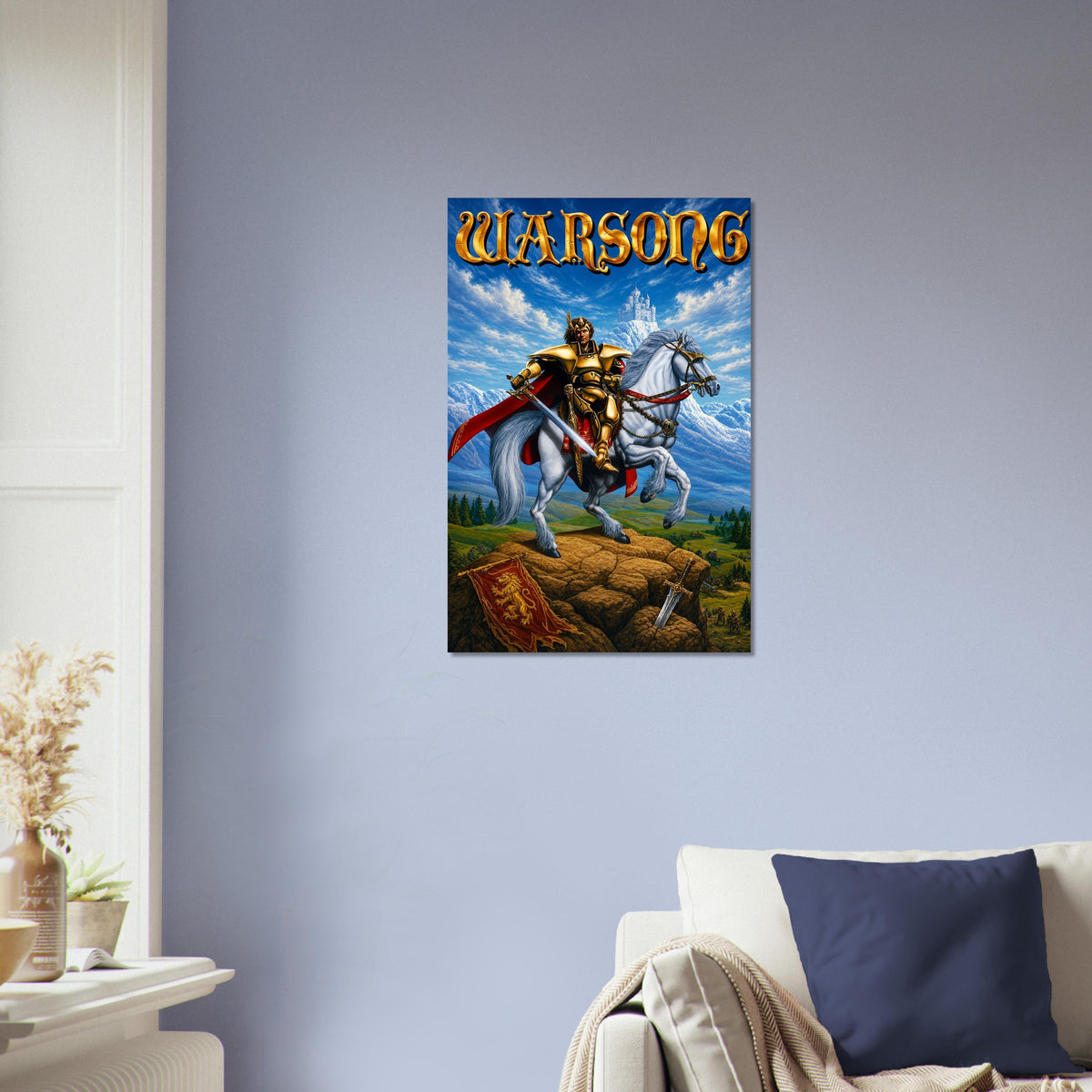 Warsong Fantasy Warrior King Poster – Golden Knight on White Horse 4