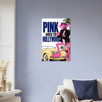 Pink Goes to Hollywood Poster – Retro Cat Character 1980s Style Wall Art Decor 4