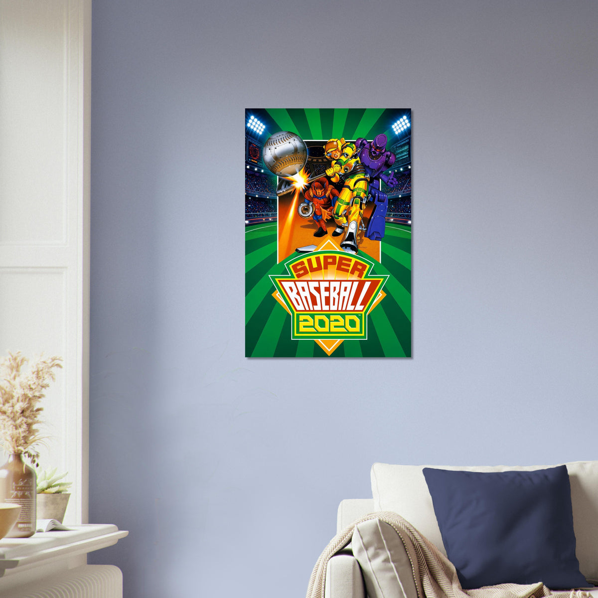 Super Baseball 2020 Poster – Retro Robot Sports Game Art Wall Art Decor 4