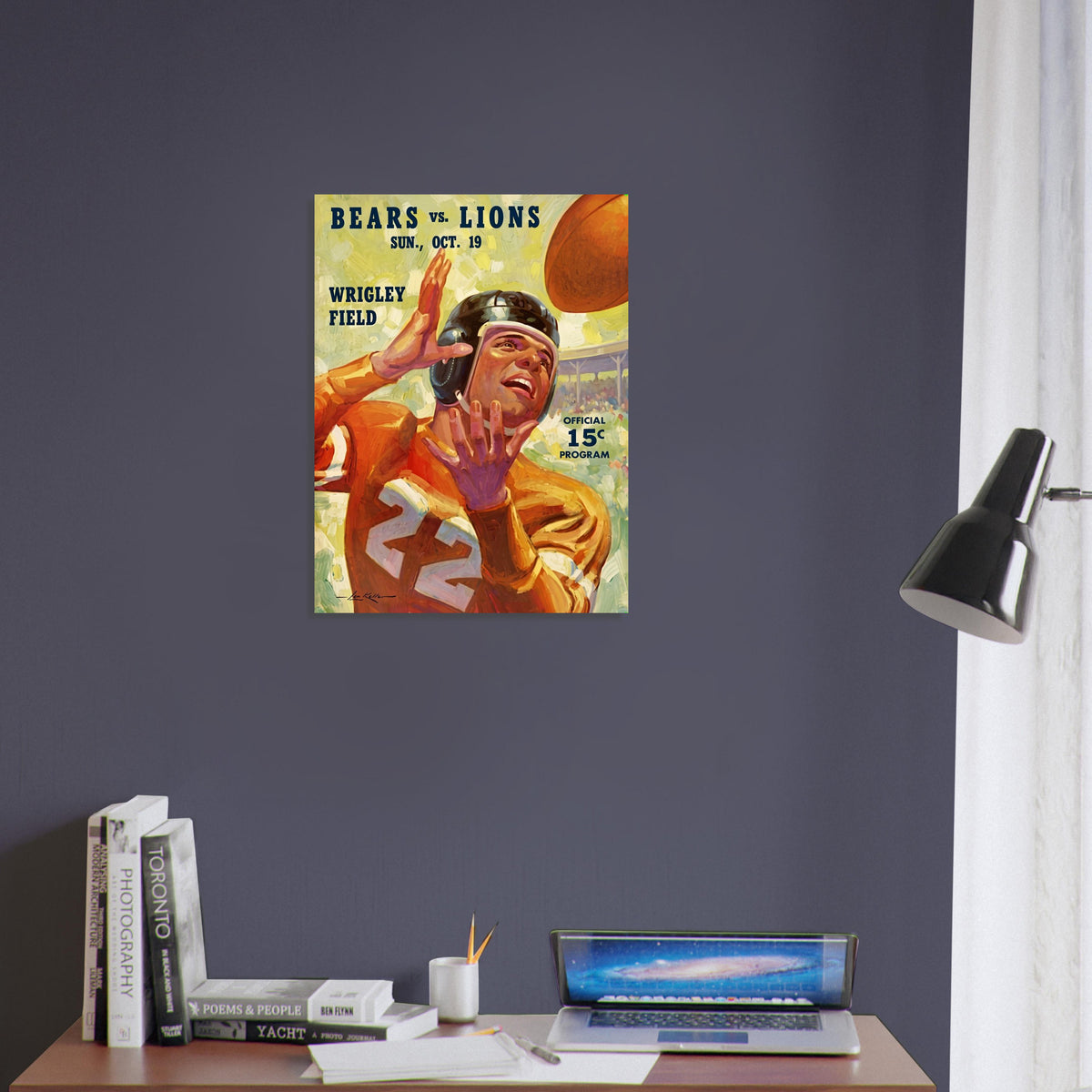 1941 Chicago Bears vs Detroit Lions Football Program Poster Wrigley Field Art 4