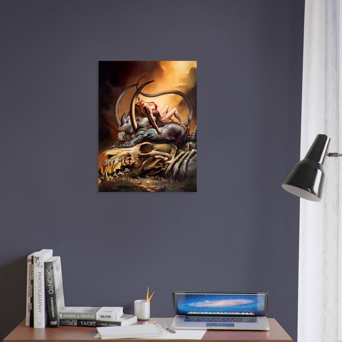 BORIS VALLEJO WOMAN AND MONSTER POSTER – FANTASY DEMON 1996 Wall Art Decor 4