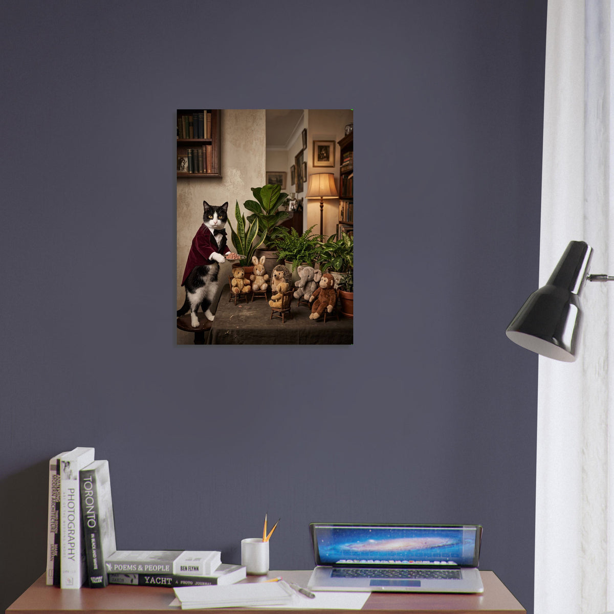 Cat with Teddy Bears Poster – Cozy Library Scene, Whimsical Nursery Wall Art 4