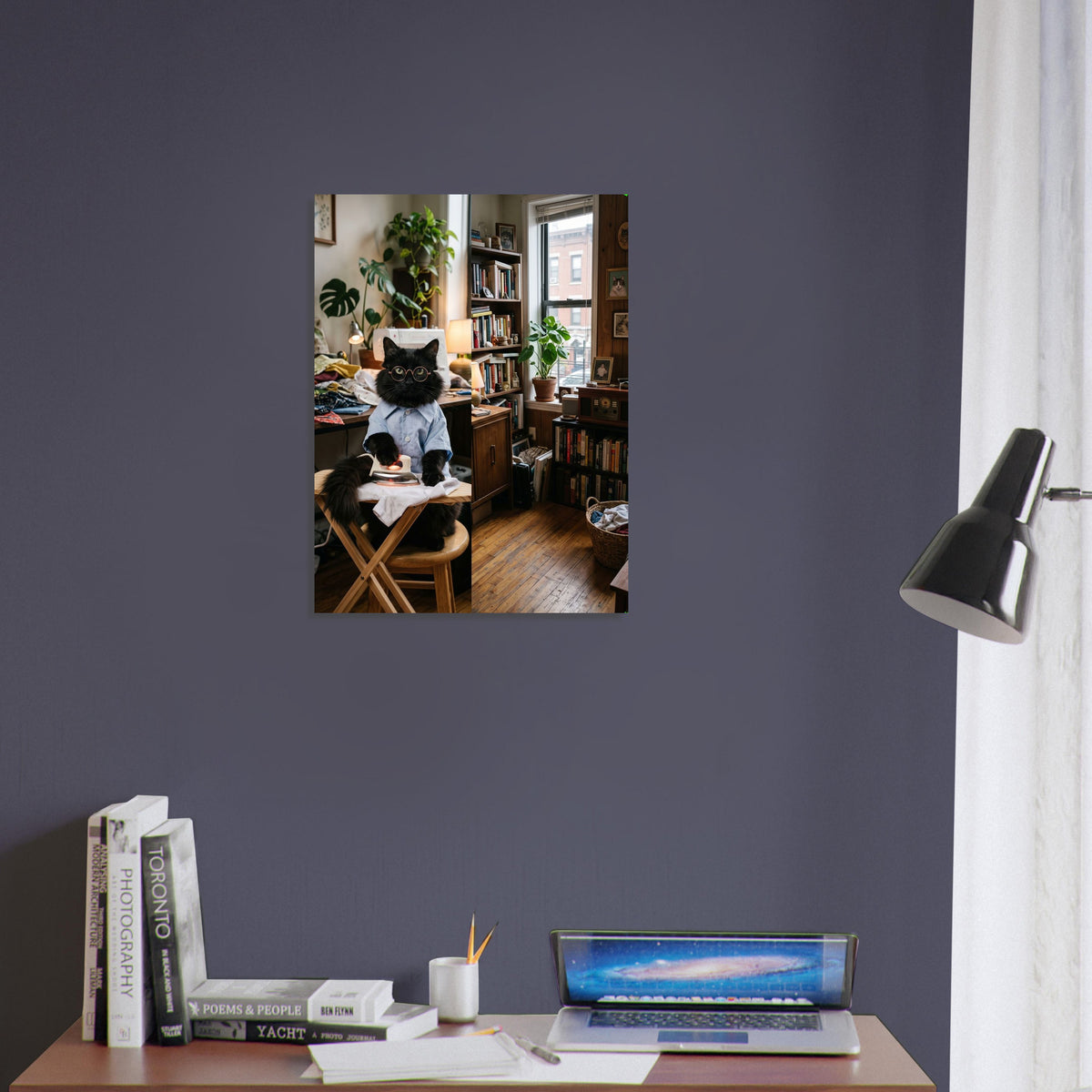 Black Cat with Glasses Poster – Scholarly Intellectual Cat, Library Wall Art 4