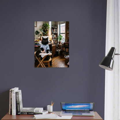 Black Cat with Glasses Poster – Scholarly Intellectual Cat, Library Wall Art 4