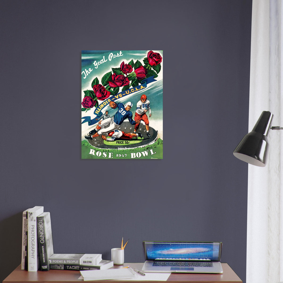 1947 Rose Bowl Football Poster – Illinois vs UCLA Game Day Art Wall Art Decor 4