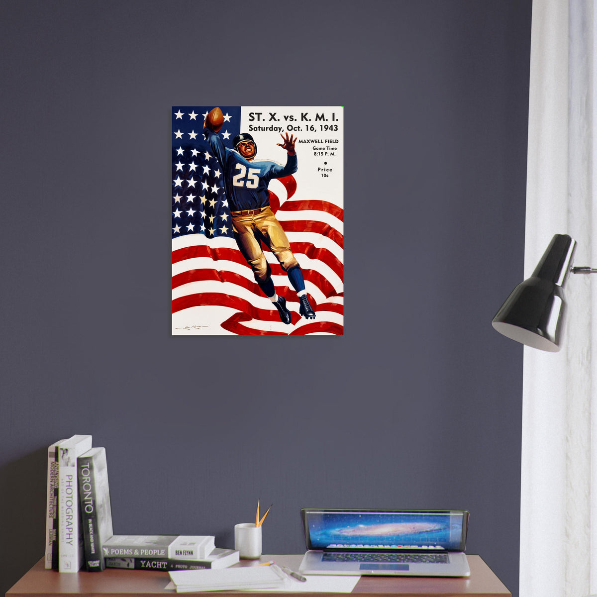 1943 Football Game Poster – Patriotic Athlete Maxwell Field Sports Art 4