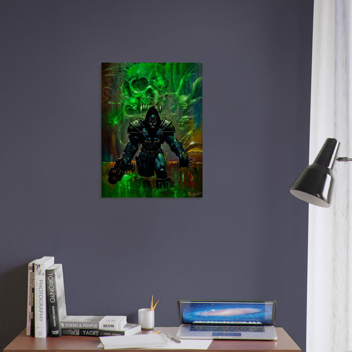 Dark Sorcerer Necromancer Poster – Green Skull Magic Fantasy Art Wall Art Decor 4