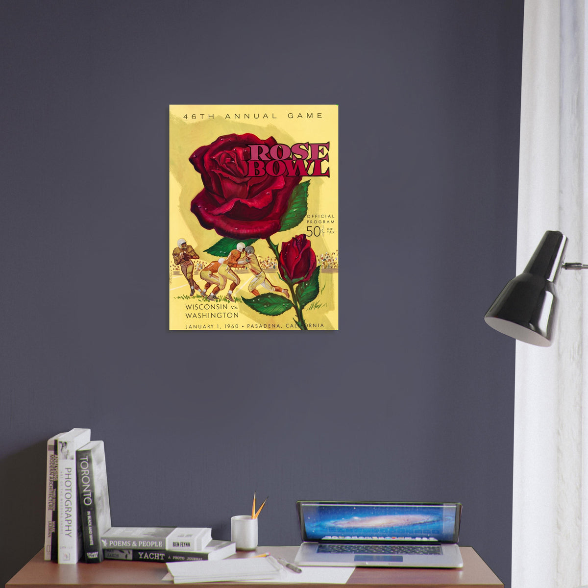 1960 Rose Bowl Wisconsin vs Washington Football Program Poster Vintage Art 4