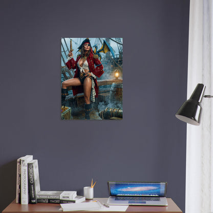 Fantasy Art Poster – Pirate Captain and Dragon, Seafaring Adventure Wall Art 4