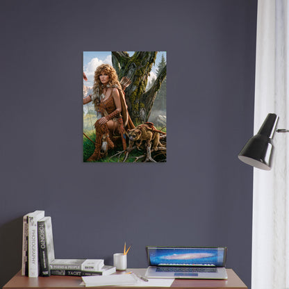 Fantasy Art Poster – Archer Warrior Woman with Companion Animal Wall Art 4