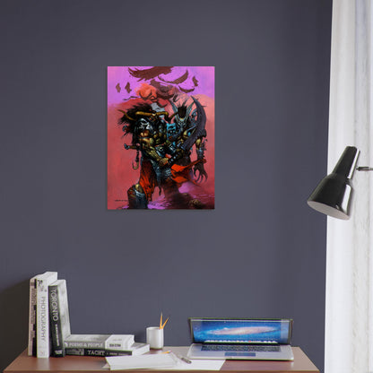 Dark Fantasy Demon Warrior Poster – Horned Beast with Blade 1992 Wall Art Decor 4