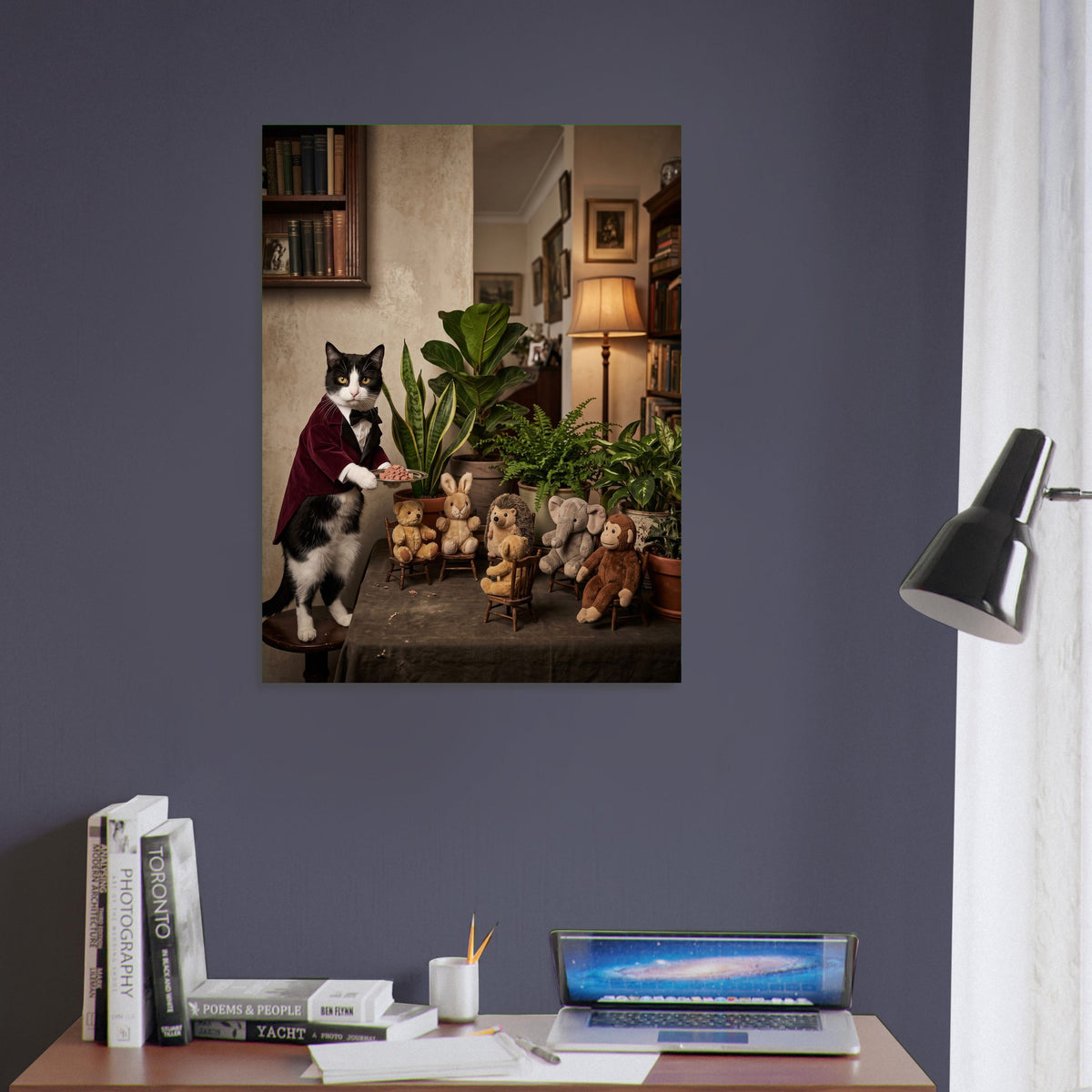 Cat with Teddy Bears Poster – Cozy Library Scene, Whimsical Nursery Wall Art 5
