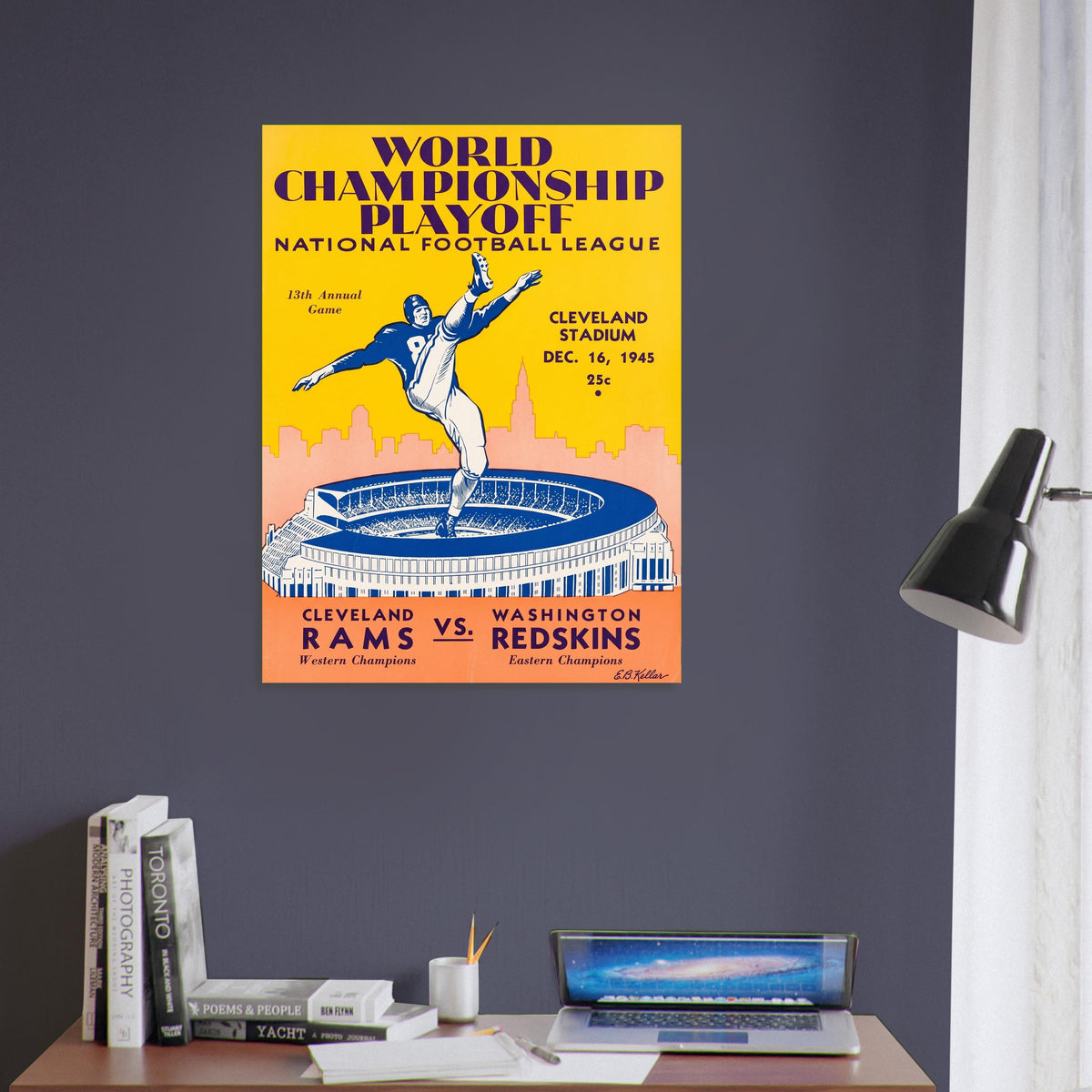1945 Championship Cleveland Rams vs Washington Redskins Football Program Poster 5
