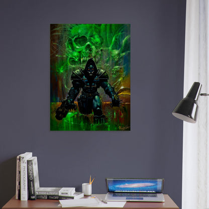 Dark Sorcerer Necromancer Poster – Green Skull Magic Fantasy Art Wall Art Decor 5