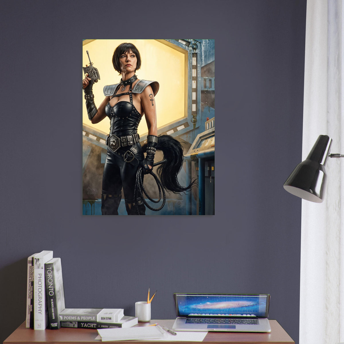 Sci-Fi Art Poster – Warrior Woman in Tactical Armor with Plasma Rifle 5