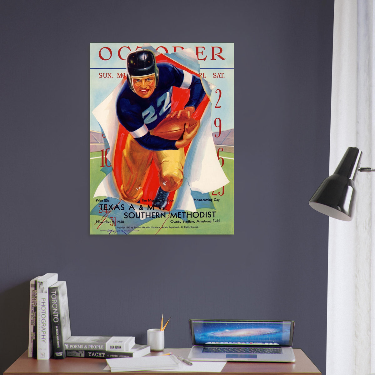 1940 Texas A&M vs SMU Homecoming Football Program Poster Vintage College Art 5
