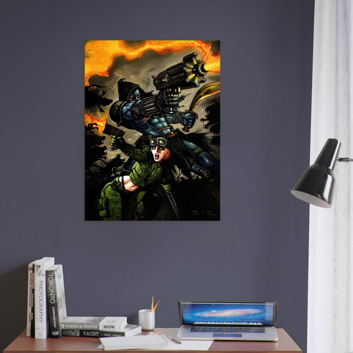 Sci-Fi Soldier Woman Poster - Armed Warrior Battle Scene Fantasy Wall Art 5