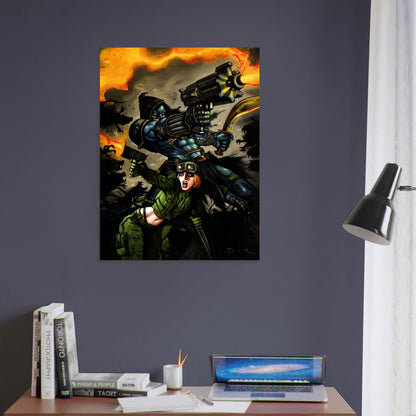 Sci-Fi Soldier Woman Poster - Armed Warrior Battle Scene Fantasy Wall Art 5