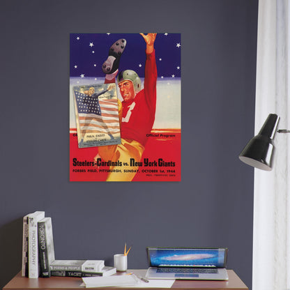 1944 Steelers-Cardinals vs New York Giants Football Program Poster Vintage Art 5