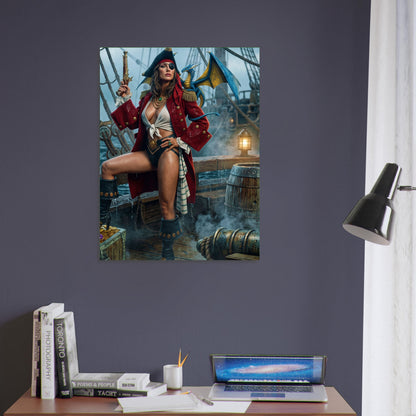Fantasy Art Poster – Pirate Captain and Dragon, Seafaring Adventure Wall Art 5