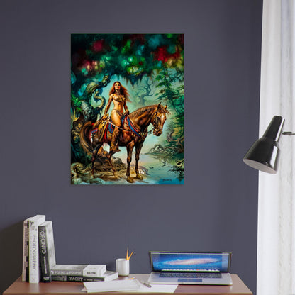 Boris Vallejo Fantasy Warrior Woman Poster 1978 – Demon Horse Art Wall Art Decor 5