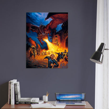 Red Dragon Attack Poster – Dragonstrike by Todd Lockwood D&D Fantasy Art 1998 5