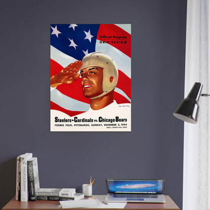 1944 Steelers-Cardinals vs Chicago Bears Football Program Poster Flag Salute 5