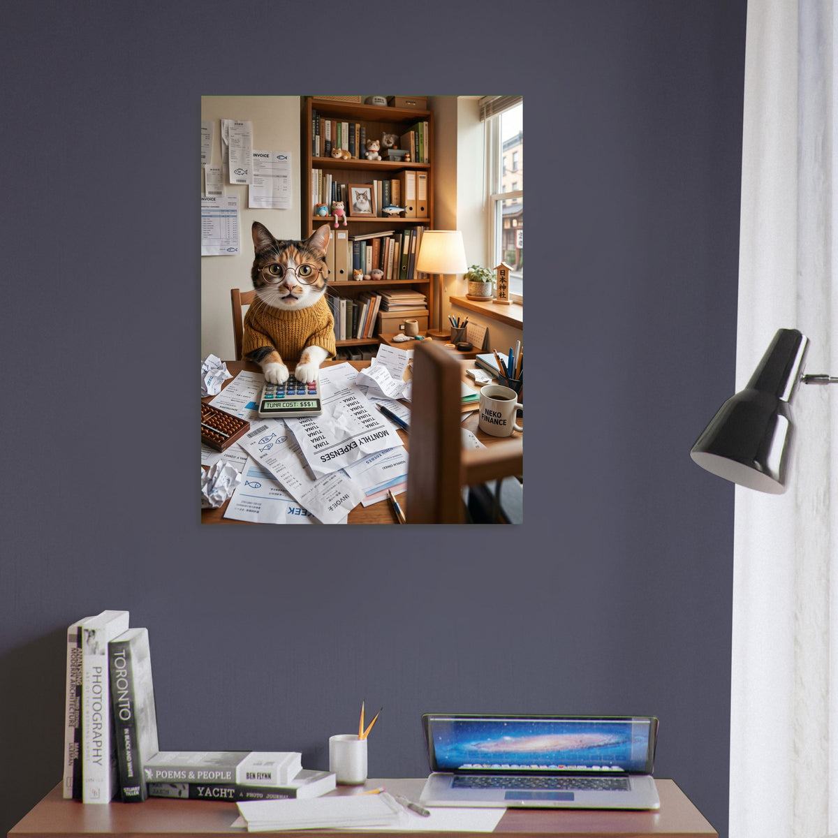 Funny Cat Poster – Accountant Cat with Glasses at the Office, Humor Wall Art 5
