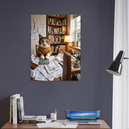 Funny Cat Poster – Accountant Cat with Glasses at the Office, Humor Wall Art 5