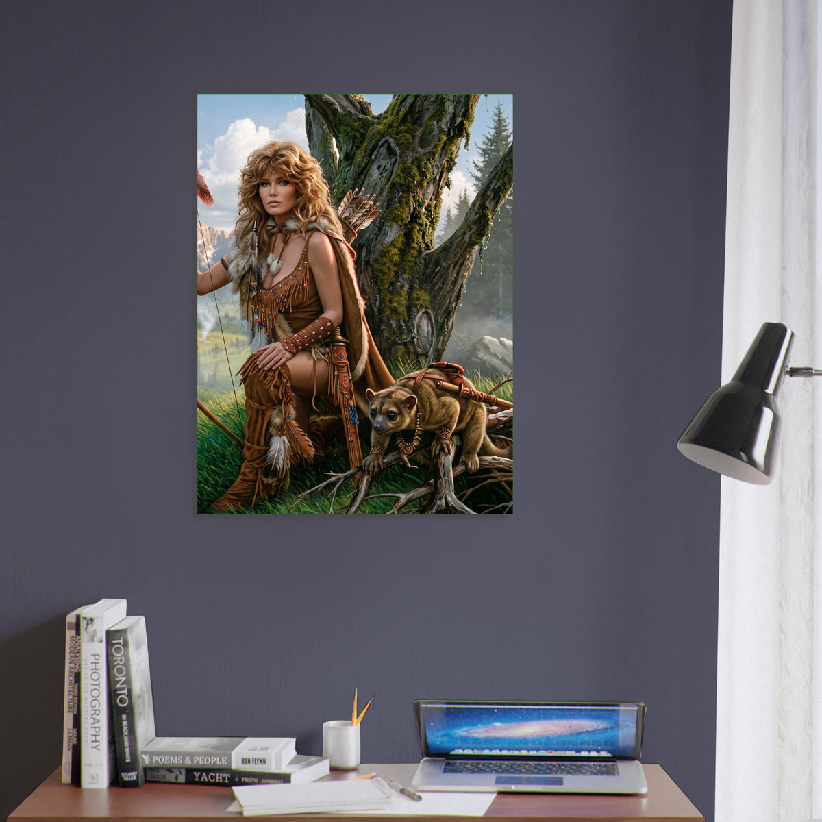 Fantasy Art Poster – Archer Warrior Woman with Companion Animal Wall Art 5