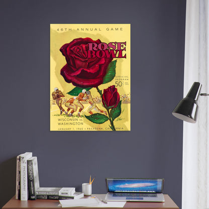 1960 Rose Bowl Wisconsin vs Washington Football Program Poster Vintage Art 5