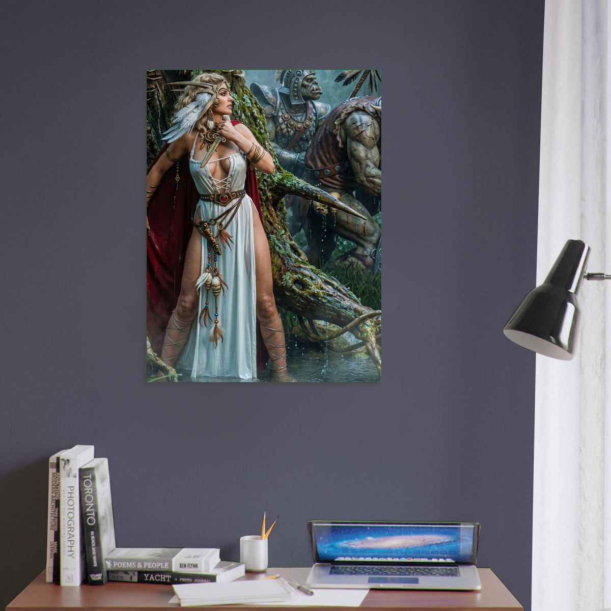 Fantasy Art Poster – Warrior Goddess in Ancient Ruins, Mystical Adventure 5