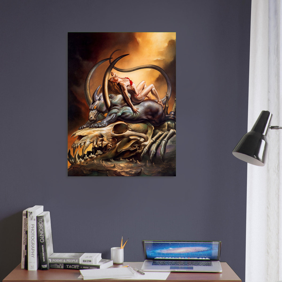 BORIS VALLEJO WOMAN AND MONSTER POSTER – FANTASY DEMON 1996 Wall Art Decor 5